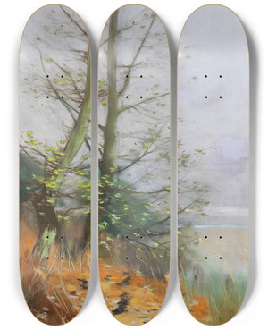 Triptych art skateboard deck of Karl Hagemeister Herbst by Karl Hagemeister (1848-1933)