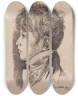 Triptych art skateboard deck of Luigi Sabatelli Portrait Of Giovanni Ricasoli Aged 5 by Luigi Sabatelli (1772-1850)