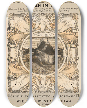 Triptych art skateboard deck of Edward Trojanowski Polska W Obrazach Wystawa Fotograficzna Wszystkie Napisy Powtrzone W Jzyku by Edward Trojanowski (1873-1930)