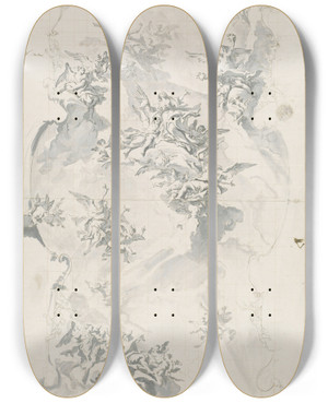 Triptych art skateboard deck of Carlo Carlone The Apotheosis Of Saint Euphemia by Carlo Carlone (1686-1775)