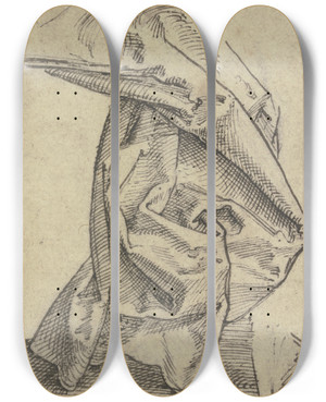 Triptych art skateboard deck of Hans Brosamer Hanging Pouf_2 by Hans Brosamer (1495-1554)