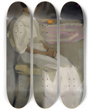 Triptych art skateboard deck of Helene Schjerfbeck Costume Picture Ii by Helene Schjerfbeck (1862-1946)