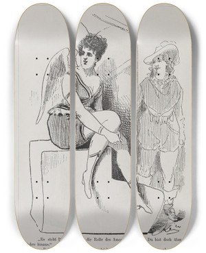 Triptych art skateboard deck of Karel Klic Bilderbuch Fur Hagestolze Pl080 by Karel Klic (1841-1926)