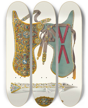 Triptych art skateboard deck of Fedor Grigoryevich Solntsev Tsarskii Saadak Bolshago Nariada by Fedor Grigoryevich Solntsev (1801-1892)