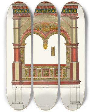 Triptych art skateboard deck of Fedor Grigoryevich Solntsev Okno Teremnago Dvortsa Protiv Tserkvi Spasa Chto Za Zolotoiu Reshetkoiu by Fedor Grigoryevich Solntsev (1801-1892)