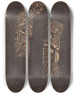 Triptych art skateboard deck of Reijer Stolk Twee Heften Van Krissen by Reijer Stolk (1896-1945)