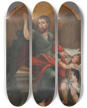 Triptych art skateboard deck of Jan Fignowski Saint Matthew_1 by Jan Fignowski (1769-1834)