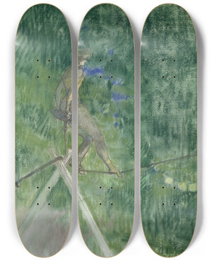 Triptych art skateboard deck of Henri De Toulouselautrec The Rope Dancer by Henri de Toulouse-Lautrec (1864-1901)