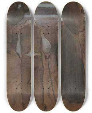 Triptych art skateboard deck of Ramon Pichot Girons Twilight by Ramon Pichot Girones (1871-1925)