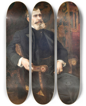 Triptych art skateboard deck of Joaqun Sorolla Portrait Of Jos Prudencio De Guerrico by Joaquin Sorolla (1863-1923)