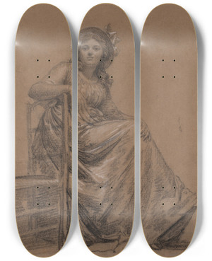 Triptych art skateboard deck of Franoisandr Vincent Portrait Of A Seated Woman by Franois-Andr Vincent (1746-1816)