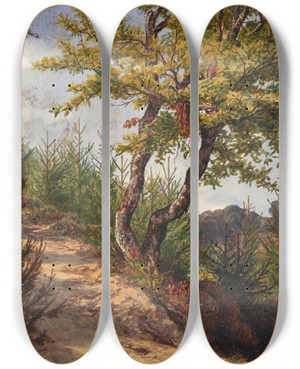 Triptych art skateboard deck of Jozef Van Lerius Schwalbach Nassau by Jozef Van Lerius (1823-1876)