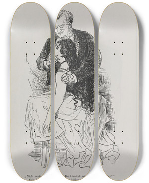 Triptych art skateboard deck of Karel Klic Bilderbuch Fur Hagestolze Pl041 by Karel Klic (1841-1926)