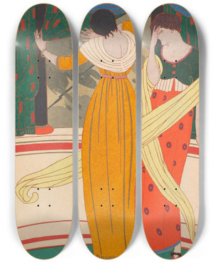 Triptych art skateboard deck of Charles Martin Lorage by Charles Martin (1884-1934)