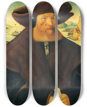 Triptych art skateboard deck of Conrad Faber Von Kreuznach Portrait Of Hamman Von Holzhausen 14671536 by Conrad Faber Von Kreuznach (1490-1553) Triptych art skateboard deck of Conrad Faber Von Kreuznach Portrait Of Hamman Von Holzhausen 14671536 by Conrad Faber Von Kreuznach (1490-1553)