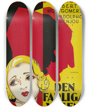Triptych art skateboard deck of Eric Rohman The Easiest Way by Eric Rohman (1891-1949)