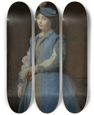 Triptych art skateboard deck of Charles Franois Jalabert Portrait Of A Lady In Blue by Charles Francois Jalabert (1819-1901)
