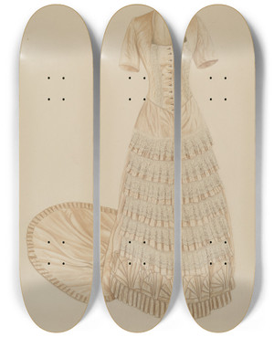 Triptych art skateboard deck of Joseph L Boyd Evening Dress_2 by Joseph L Boyd (20-)