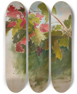 Triptych art skateboard deck of Jan Cigliski Vine Leaves by Jan Ciaglinski (1858-1913)
