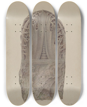 Triptych art skateboard deck of Rose Campbellgerke Stone Gate Post_2 by Rose Campbell Gerke (1882)