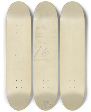 Triptych art skateboard deck of Johann Heinrich Hasselhorst Bildnis Heinrich Carl Alexander Pagenstecher_1 by Johann Heinrich Hasselhorst (1825-1904)