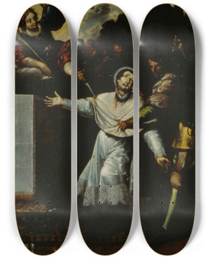 Triptych art skateboard deck of Baltasar De Echave Y Rioja The Martyrdom Of Saint Peter Arbus by Baltasar de Echave y Rioja (1632-1682)