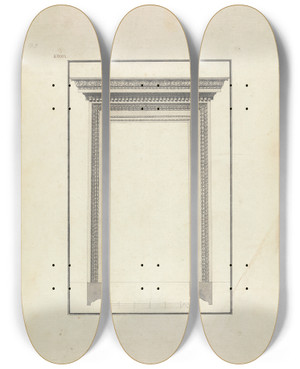 Triptych art skateboard deck of Giovanni Battista Borra A Doorway From Geramo by Giovanni Battista Borra (1713-1770)