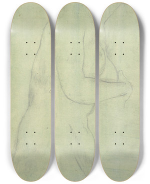 Triptych art skateboard deck of Joseph Wright Of Derby Sketch Of A Female Nude Resembling The Medici Venus_1 by Joseph Wright Of Derby (1734-1797)