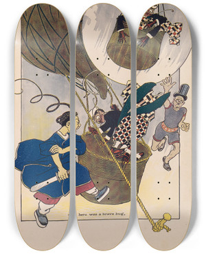 Triptych art skateboard deck of Ike Morgan The Wogglebug Book Pl12 by Ike Morgan (1871-1913)