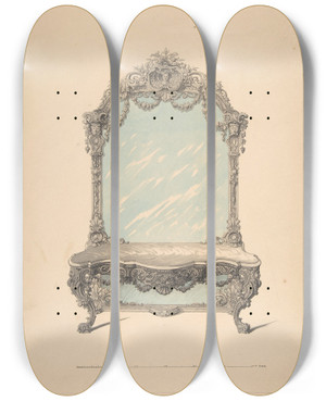 Triptych art skateboard deck of Robert William Hume Design For Console Table_3 by Robert William Hume (1816-1904)