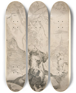 Triptych art skateboard deck of Federico Barocci Saint Francis Receiving Thestigmata by Federico Barocci (1528-1612)