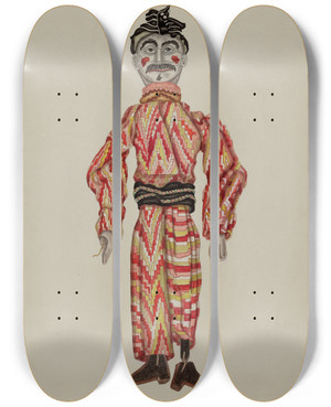 Triptych art skateboard deck of Hilda Olson Puppet by Hilda Olson