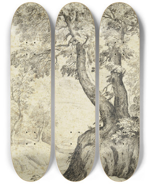 Triptych art skateboard deck of Bernardo Zilotti Tree Section by Bernardo Zilotti
