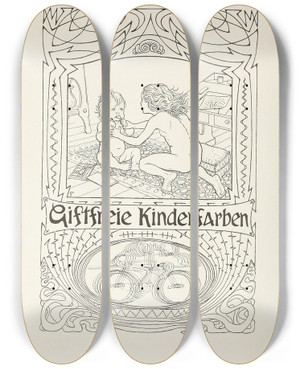 Triptych art skateboard deck of Fidus Fidusserie Zwolf Illustrationen Pl04 by Fidus (1868-1948)