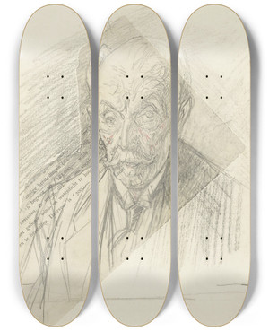 Triptych art skateboard deck of Jan Veth Portret Van Een Oudere Man by Jan Veth (1864-1925)