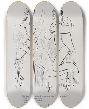 Triptych art skateboard deck of Karel Klic Bilderbuch Fur Hagestolze Pl036 by Karel Klic (1841-1926)
