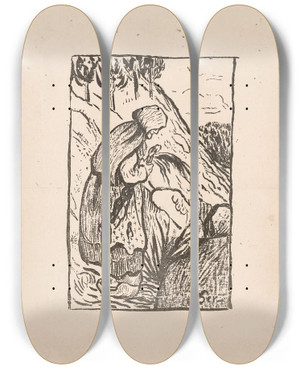 Triptych art skateboard deck of Paul Srusier Vieille Bretonne Dans La Lande by Paul Serusier (1864-1927)