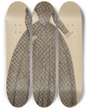 Triptych art skateboard deck of Isabelle De Strange Dress_2 by Isabelle De Strange