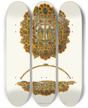 Triptych art skateboard deck of Fedor Grigoryevich Solntsev Barmy Grecheskago Dela Izobrazhenie 4 by Fedor Grigoryevich Solntsev (1801-1892)