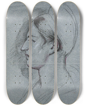 Triptych art skateboard deck of David Humbert De Superville Zgn Mietje Brinkman Borstbeeld En Profil Naar Links by David Humbert De Superville (1770-1849)