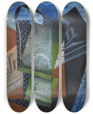 Triptych art skateboard deck of Juan Gris Abstraction by Juan Gris (1887-1927)