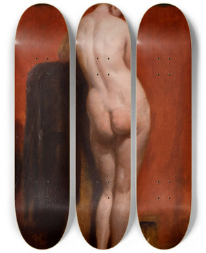 Triptych art skateboard deck of William Etty Standing Female Nude_3 by William Etty (1787-1849)