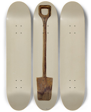 Triptych art skateboard deck of Eugene Bartz Toy Shovel by Eugene Bartz