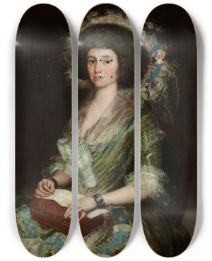 Triptych art skateboard deck of Francisco De Goya Portrait Of Senora Cen Bermudez by Francisco de Goya (1746-1828)