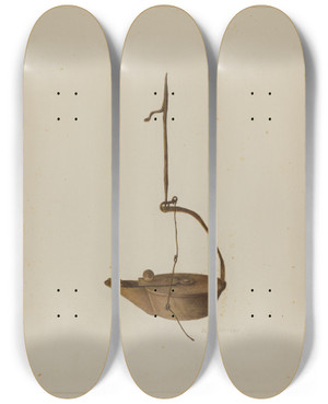 Triptych art skateboard deck of Stella Mosher Betty Lamp by Stella Mosher
