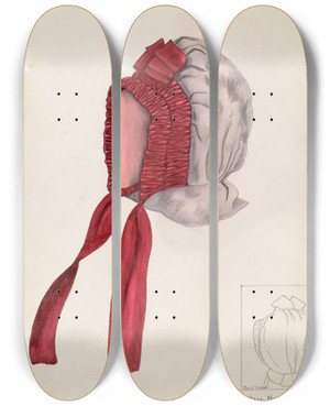 Triptych art skateboard deck of Mary E Humes Bonnet by Mary E Humes (20-)