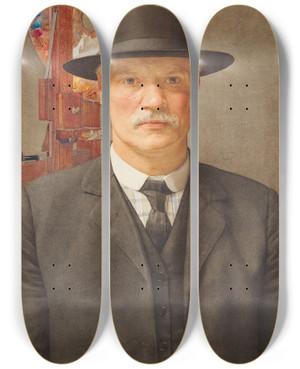 Triptych art skateboard deck of Benjamin Williams Self Portrait by Benjamin Williams