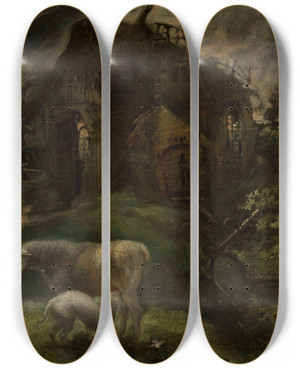 Triptych art skateboard deck of Cyprian Kamil Norwid Ruined Shrine by Cyprian Kamil Norwid (1821-1883)