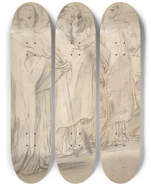 Triptych art skateboard deck of Ferra Fenzoni Saints John The Evangelist Paul Peter And Stephen by Ferrau Fenzoni (1562-1645)