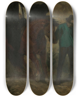 Triptych art skateboard deck of Charles De Groux Viaticum by Charles de Groux (1825-1870)